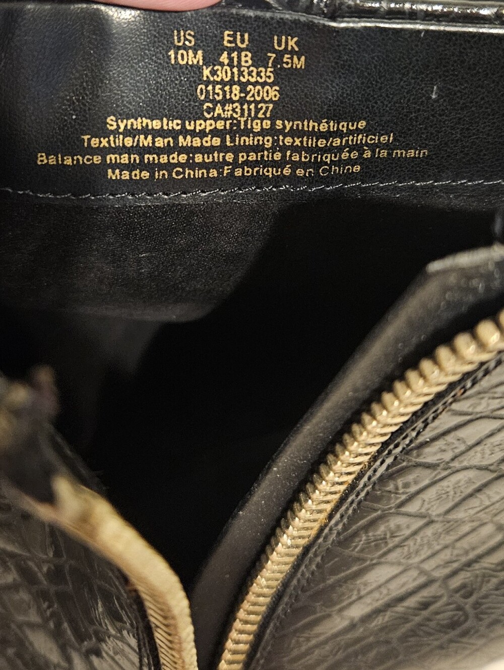 DKNY Women's Black Croc-Embossed Ankle Boots with Gold Details Sz 10 - Picture 7 of 9